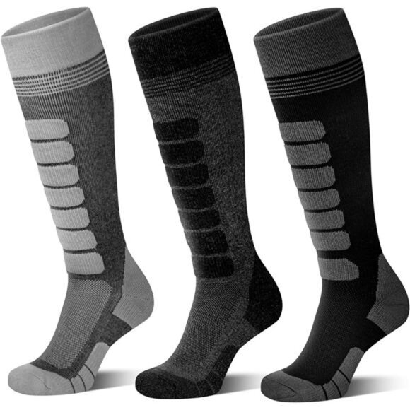 3 Pairs Men's Thermal Merino Wool Ski Knee-high Socks